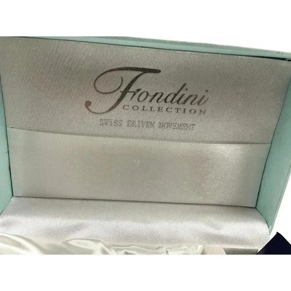 Fondini Watch Silver Blue Face Quartz Womens Original Box Swiss Driven Movement - Picture 9 of 11